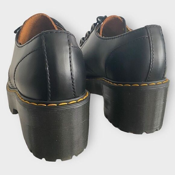 Dr. Martens Leona Lo Black Platform Heeled Oxford Shoes Womens size 8 New - Picture 8 of 12